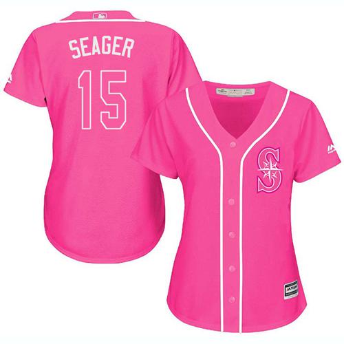 Seattle Mariners #15 Kyle Seager Pink Fashion Women's Stitched Jersey Womens