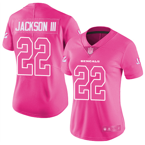 Cincinnati Bengals #22 William Jackson III Pink Women's Stitched Limited Rush Fashion Jersey Womens