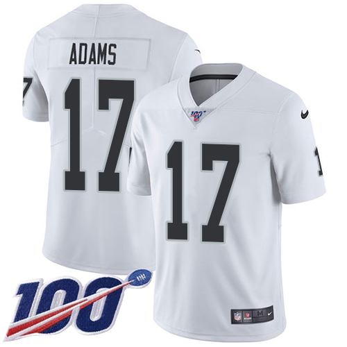 Raiders #17 Davante Adams White Men's Stitched 100th Season Vapor Limited Jersey