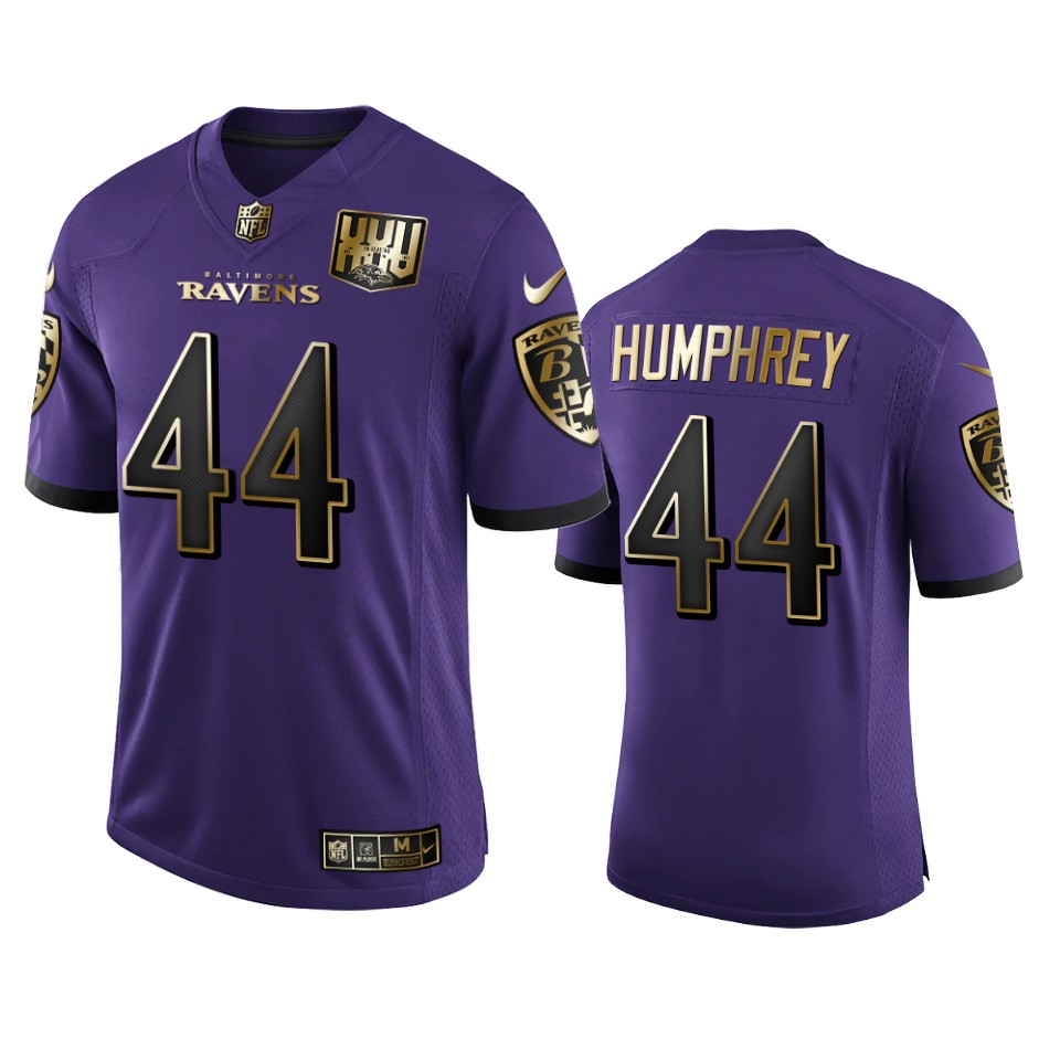 Baltimore Ravens #44 Marlon Humphrey Men's Purple Team 25th Season Golden Limited Jersey