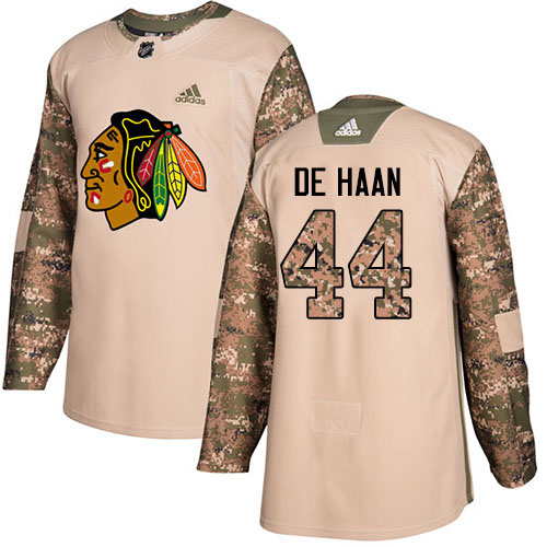 Adidas Chicago Blackhawks #44 Calvin De Haan Camo Authentic 2017 Veterans Day Stitched Youth Jersey Youth