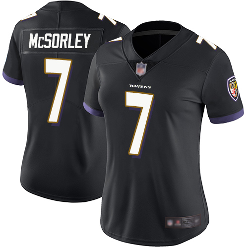 Baltimore Ravens #7 Trace McSorley Black Alternate Women's Stitched Vapor Untouchable Limited Jersey Womens