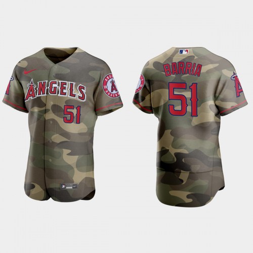 Los Angeles Los Angeles Angels #51 Jaime Barria Men's 2021 Armed Forces Day Authentic Jersey -Camo Men's