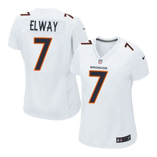 Broncos #7 John Elway White Women's Stitched Game Event Jersey