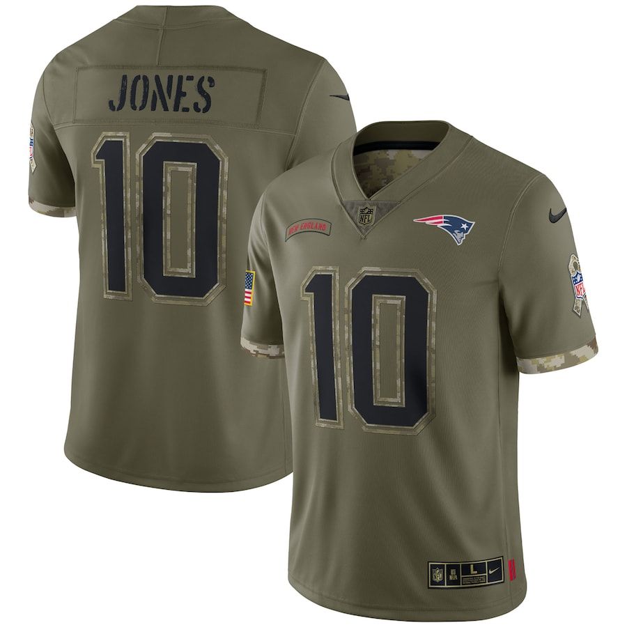 New England Patriots #10 Mac Jones Men's 2022 Salute To Service Limited Jersey - Olive