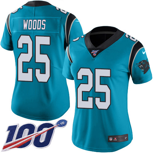 Panthers #25 Xavier Woods Blue Alternate Women's Stitched 100th Season Vapor Untouchable Limited Jersey