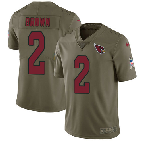 Cardinals #2 Marquise Brown Olive Youth Stitched Limited 2017 Salute To Service Jersey