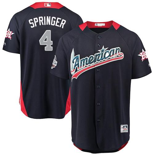 Houston Astros #4 George Springer Navy Blue 2018 All-Star American League Stitched Jersey Men's