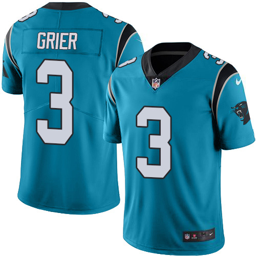Carolina Panthers #3 Will Grier Blue Youth Stitched Limited Rush Jersey Youth