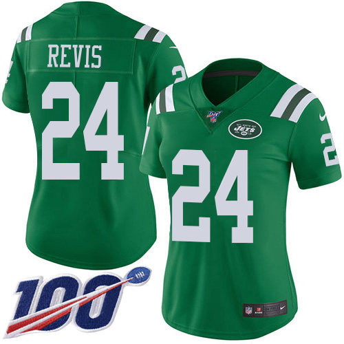 Jets #24 Darrelle Revis Green Women's Stitched Limited Rush 100th Season Jersey