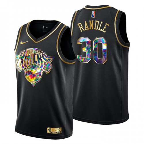 New York New York Knicks #30 Julius Randle Mens Golden Edition Diamond Logo 2021/22 Swingman Jersey - Black Mens