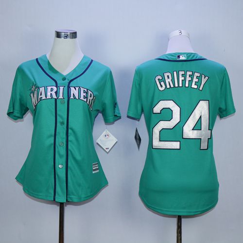 Seattle Mariners #24 Ken Griffey Green Alternate Women's Stitched Jersey Womens
