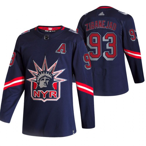 New York New York Rangers #93 Mika Zibanejad Navy Men's Adidas 2020-21 Reverse Retro Alternate Jersey Men's