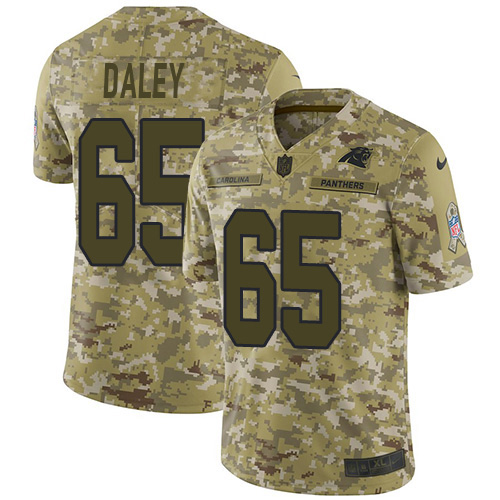 Carolina Panthers #65 Dennis Daley Camo Men's Stitched Limited 2018 Salute To Service Jersey Men's