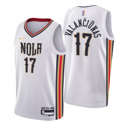 New Orleans New Orleans Pelicans #17 Jonas Valanciunas Mens White 2021/22 Swingman Jersey - City Edition Mens