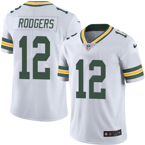 Packers #12 Aaron Rodgers White Youth Stitched Vapor Untouchable Limited Jersey