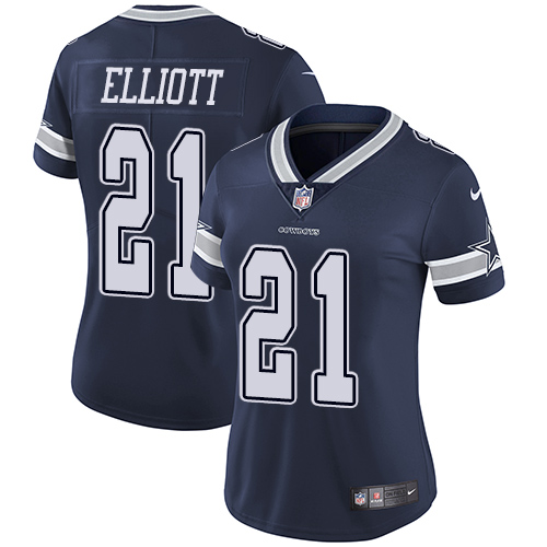 Cowboys #21 Ezekiel Elliott Navy Blue Team Color Women's Stitched Vapor Untouchable Limited Jersey