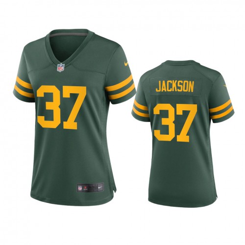Green Bay Green Bay Packers #37 Josh Jackson Women's Alternate Game Player Jersey - Green Womens
