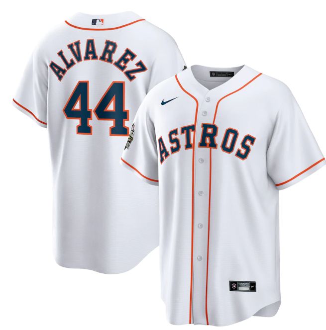 Houston Astros #44 Yordan Alvarez White 2022 World Series Home Stitched Men's Jersey