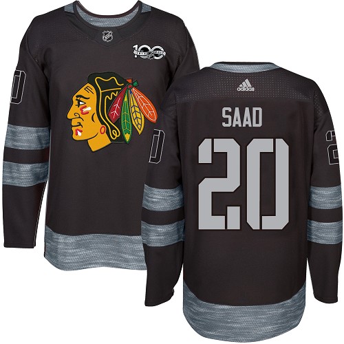 Adidas Chicago Blackhawks #20 Brandon Saad Black 1917-2017 100th Anniversary Stitched Jersey Men's