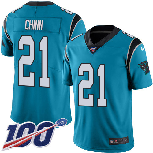 Panthers #21 Jeremy Chinn Blue Youth Stitched Limited Rush 100th Season Jersey