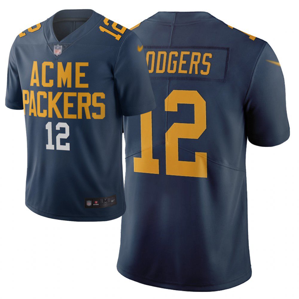Packers #12 Aaron Rodgers Navy Men's Stitched Limited City Edition Jersey