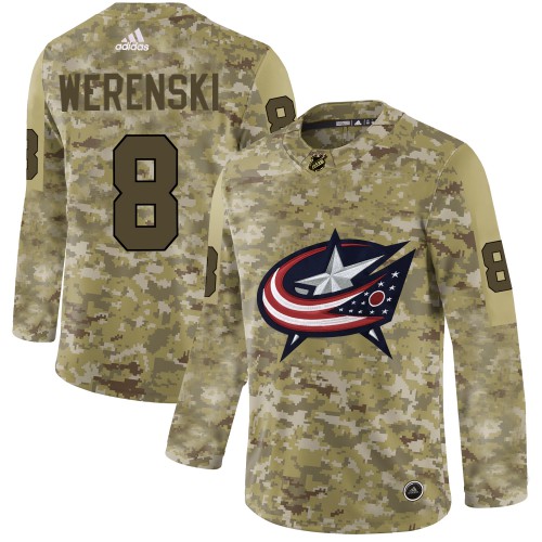 Adidas Columbus Blue Jackets #8 Zach Werenski Camo Authentic Stitched Jersey Men's