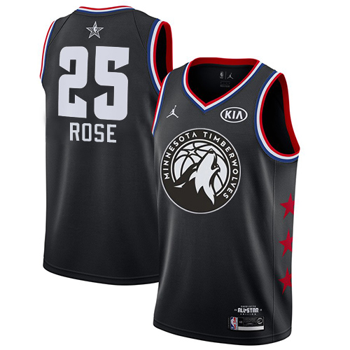Minnesota Timberwolves #25 Derrick Rose Black Womens Jordan Swingman 2019 All-Star Game Jersey Womens