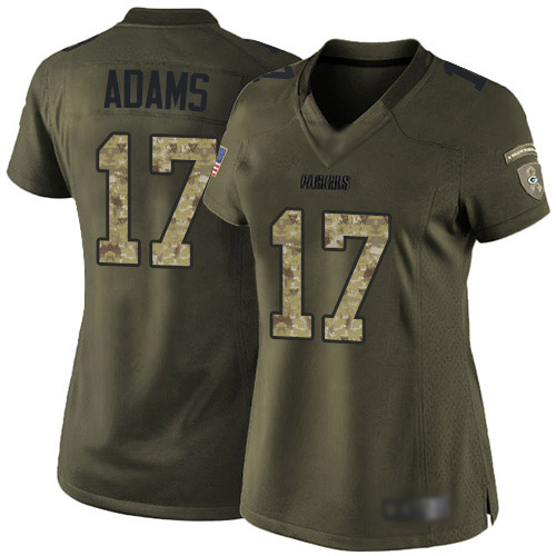 Packers #17 Davante Adams Green Women's Stitched Limited 2015 Salute To Service Jersey