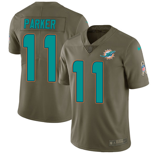Miami Dolphins #11 DeVante Parker Olive Youth Stitched Limited 2017 Salute to Service Jersey Youth