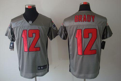 Patriots #12 Tom Brady Grey Shadow Men's Stitched Elite Jersey