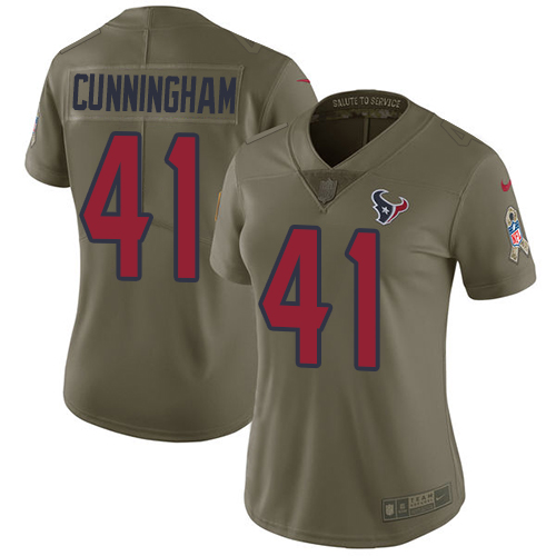 Houston Texans #41 Zach Cunningham Olive Women's Stitched Limited 2017 Salute to Service Jersey Womens