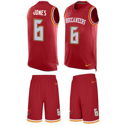 Buccaneers #6 Julio Jones Red Team Color Men's Stitched Limited Tank Top Suit Jersey