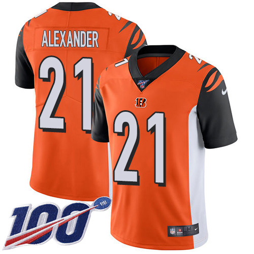 Cincinnati Bengals #21 Mackensie Alexander Orange Alternate Men's Stitched 100th Season Vapor Untouchable Limited Jersey Men's