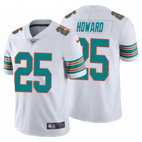Miami Dolphins #25 Xavien Howard White Alternate Men's Stitched 100th Season Vapor Untouchable Limited Jersey Men's