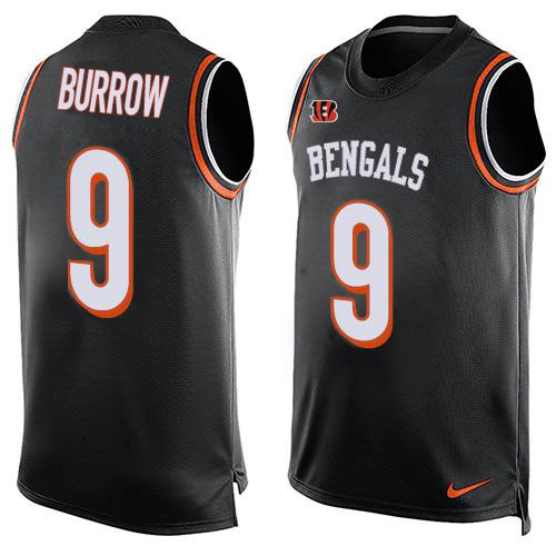 Bengals #9 Joe Burrow Black Team Color Men's Stitched Limited Tank Top Jersey
