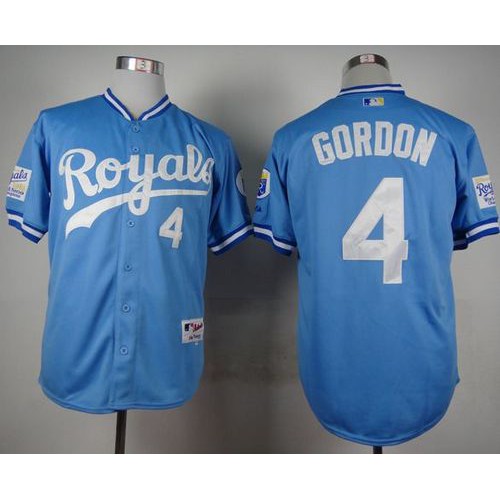 Kansas City Royals #4 Alex Gordon Light Blue 1985 Turn Back The Clock Stitched Jersey Men's