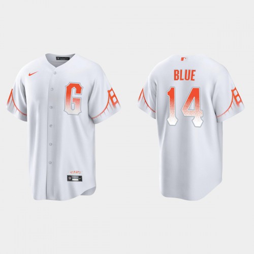 San Francisco San Francisco Giants #14 Vida Blue Men's 2021 City Connect White Fan's Version Jersey Men's