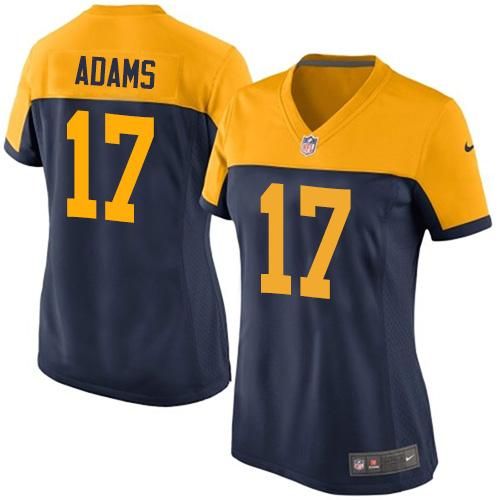 Packers #17 Davante Adams Navy Blue Alternate Women's Stitched New Elite Jersey