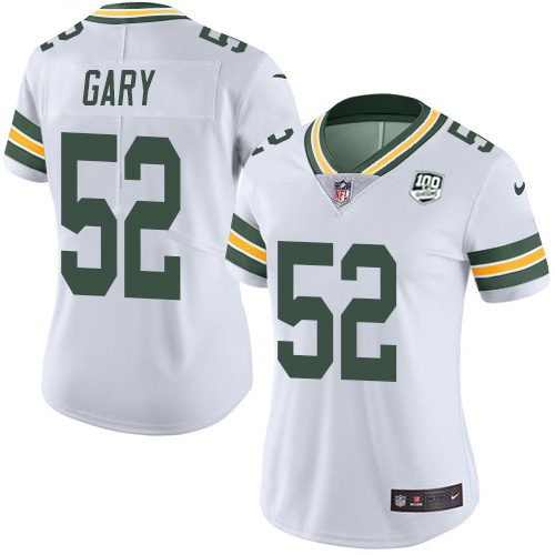 Green Bay Packers #52 Rashan Gary White Women's 100th Season Stitched Vapor Untouchable Limited Jersey Womens
