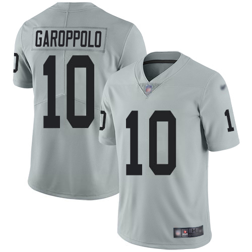 Raiders #10 Jimmy Garoppolo Silver Youth Stitched Limited Inverted Legend Jersey