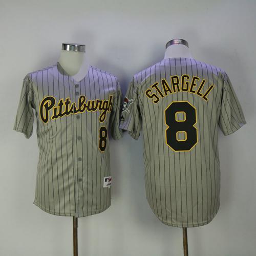Pittsburgh Pirates #8 Willie Stargell Grey Strip 1997 Turn Back The Clock Stitched Jersey Men's