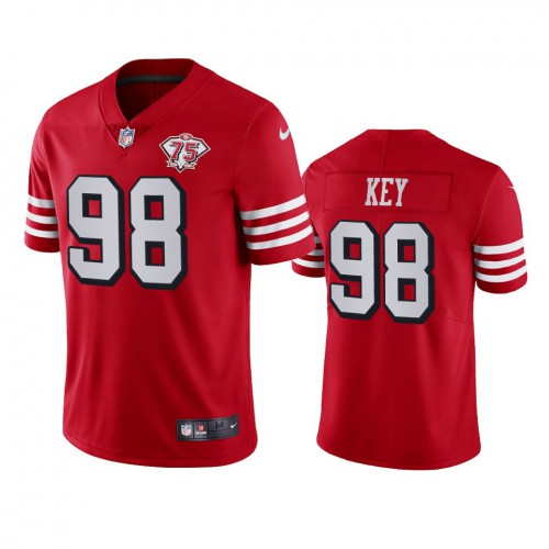 San Francisco 49ers #98 Arden Key Red Rush Men's 75th Anniversary Stitched Vapor Untouchable Limited Jersey Men's