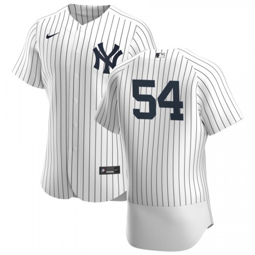 New York New York Yankees #54 Aroldis Chapman Men's White Navy Home 2020 Authentic Player Jersey Men's