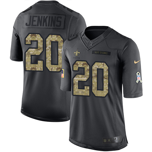 New Orleans Saints #20 Janoris Jenkins Black Youth Stitched Limited 2016 Salute to Service Jersey Youth