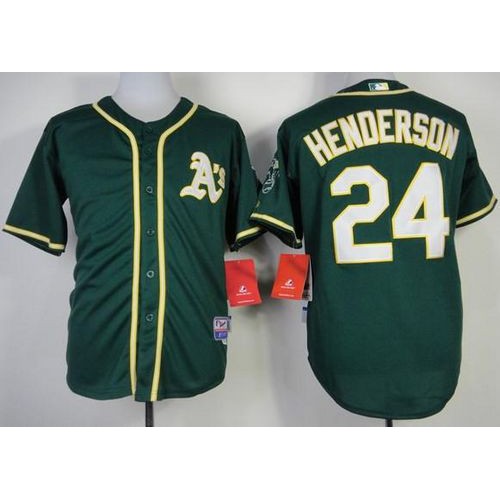 Oakland Athletics #24 Rickey Henderson Green Cool Base Stitched Jersey Men's