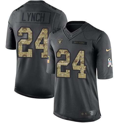 Las Vegas Raiders #24 Marshawn Lynch Black Men's Stitched Limited 2016 Salute To Service Jersey Men's