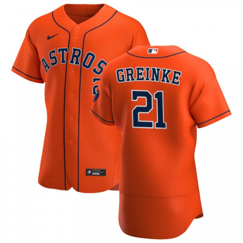 Houston Houston Astros #21 Zack Greinke Men's Orange Alternate 2020 Authentic Team Jersey Men's