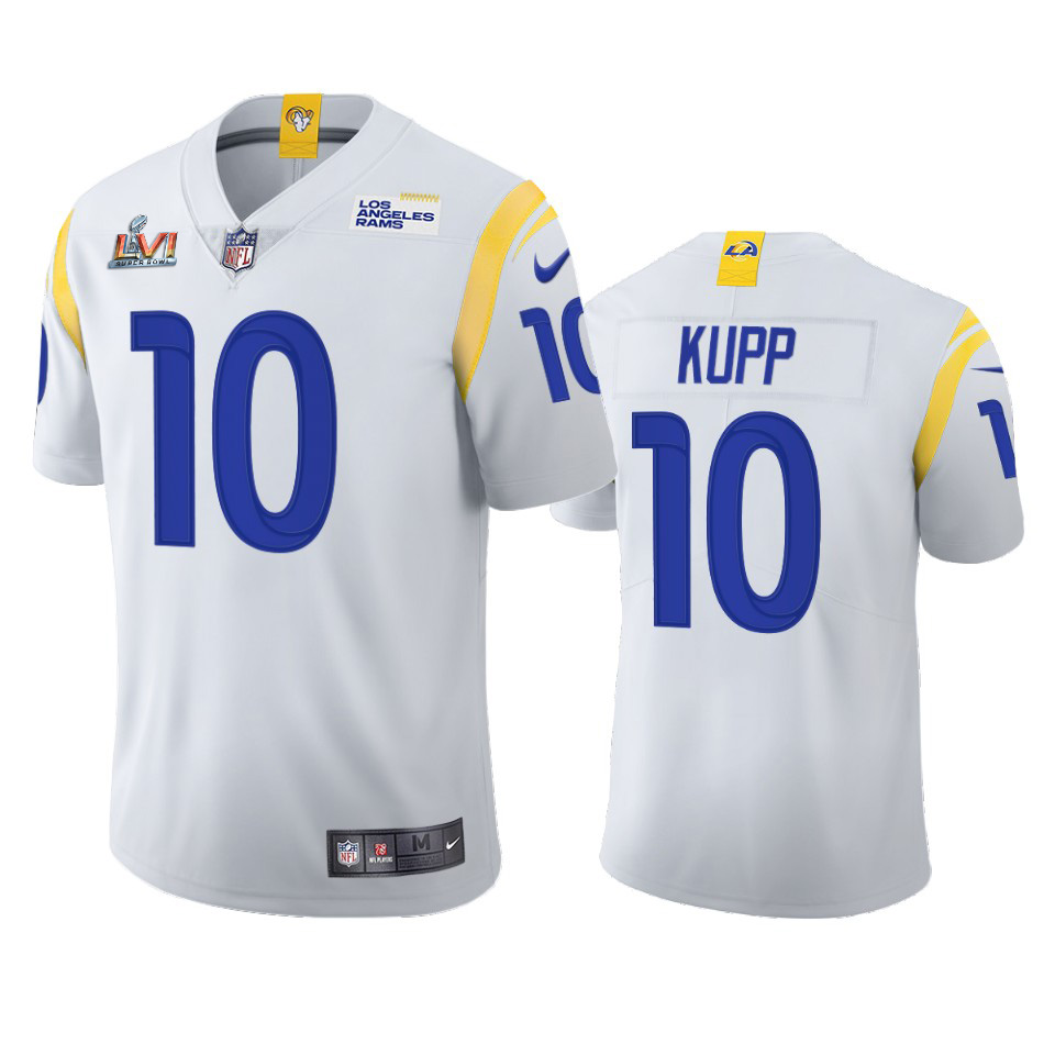 Los Angeles Rams #10 Cooper Kupp Men's Super Bowl LVI Patch 2021 Vapor Limited Jersey - White