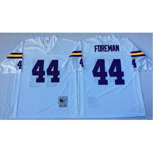 Mitchell And Ness Minnesota Vikings #44 Chuck Foreman White Throwback Stitched Jersey Men's
